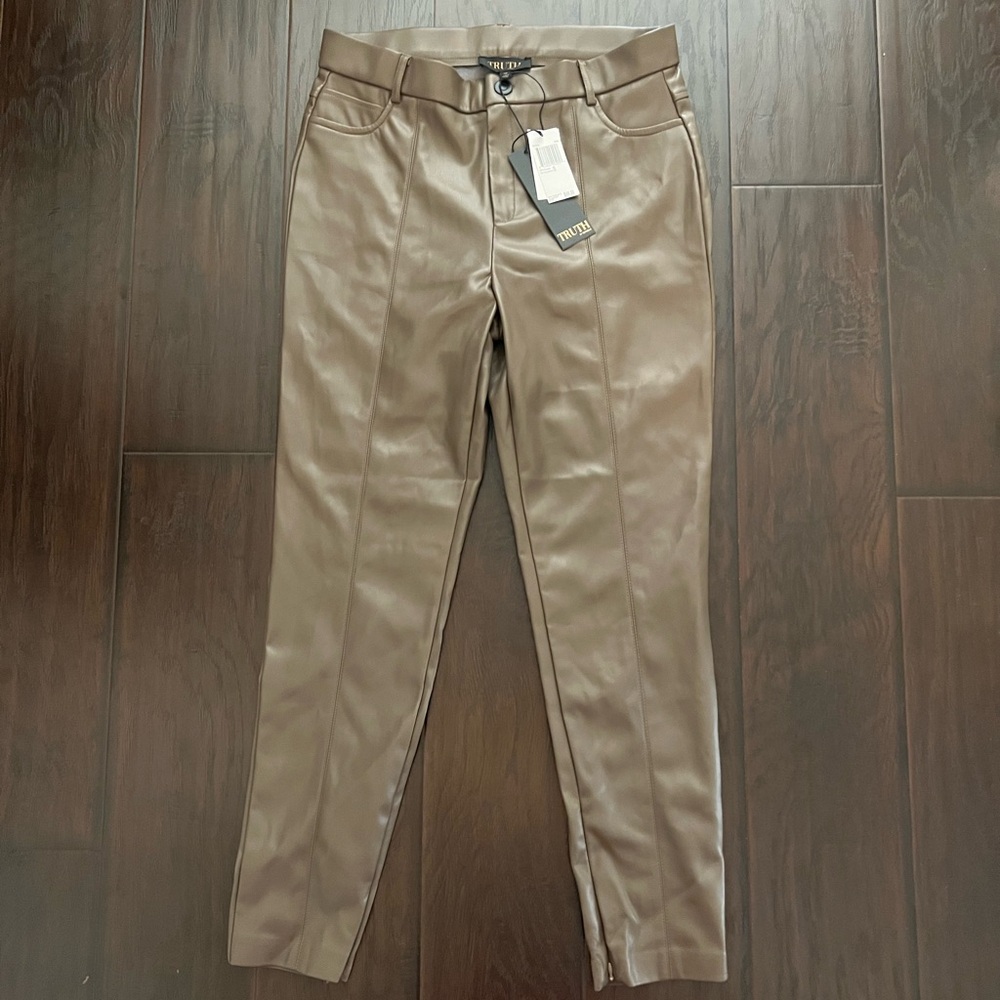 Taupe Leather Skinny Pants